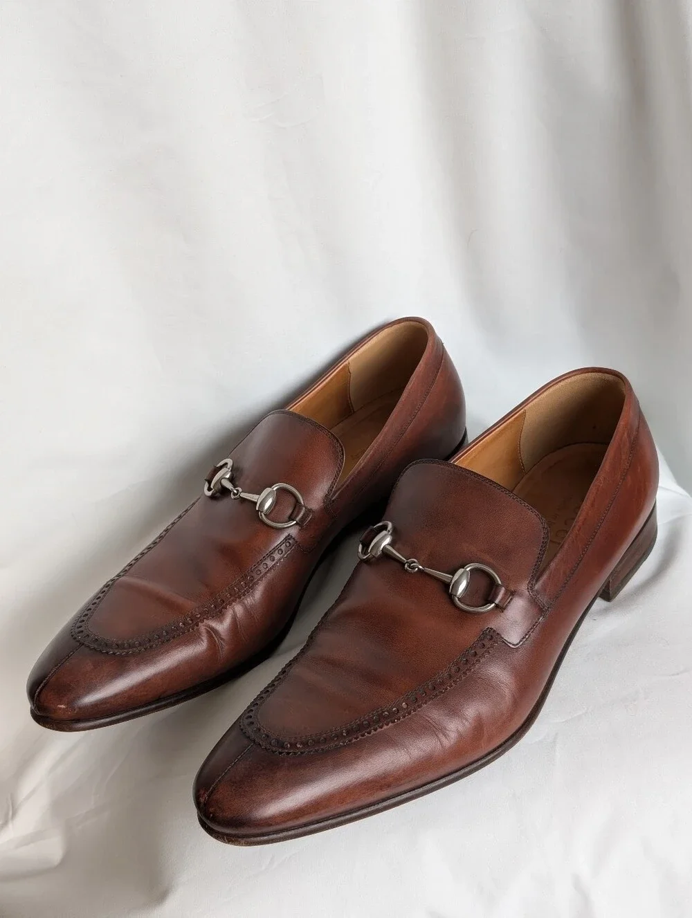 Gucci Brown Ombre Leather Horsebit Loafers Men's Size 10 Slip On Made in Italy